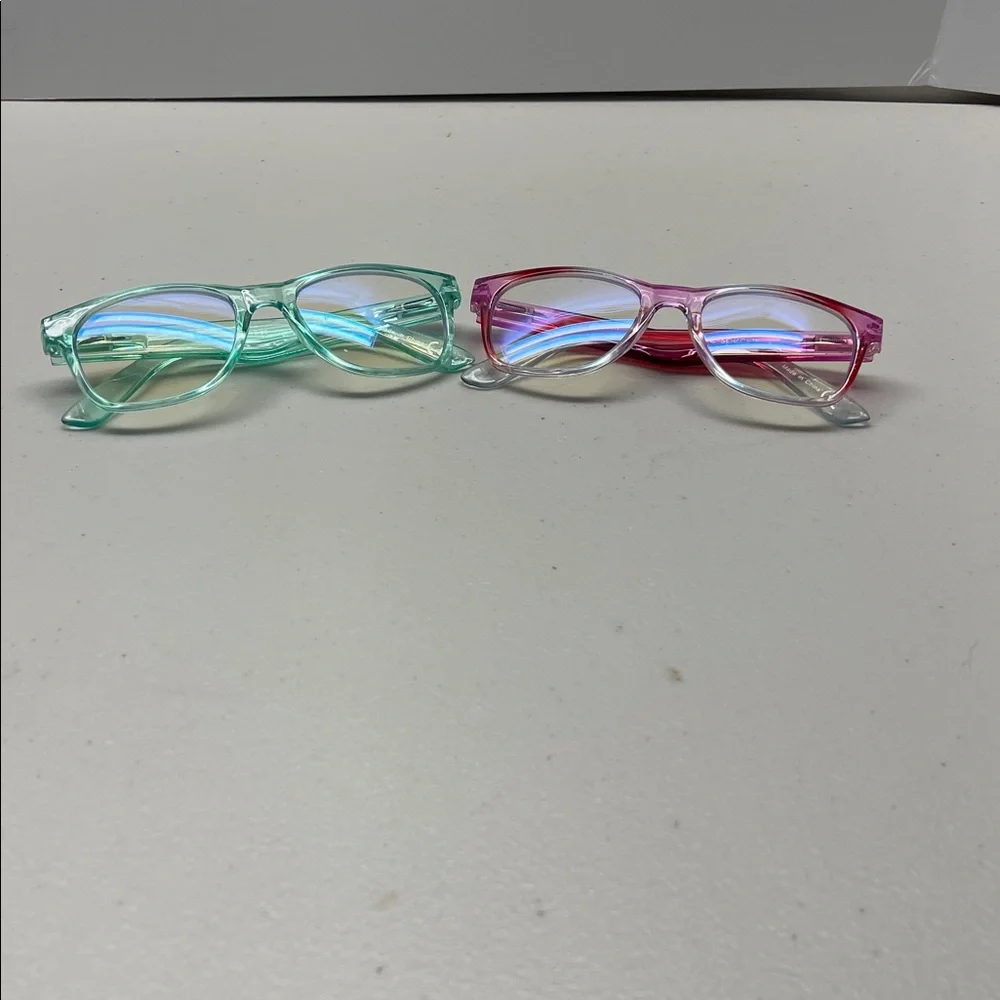 2 Speck Kids Glasses - Pink and Green glasses.